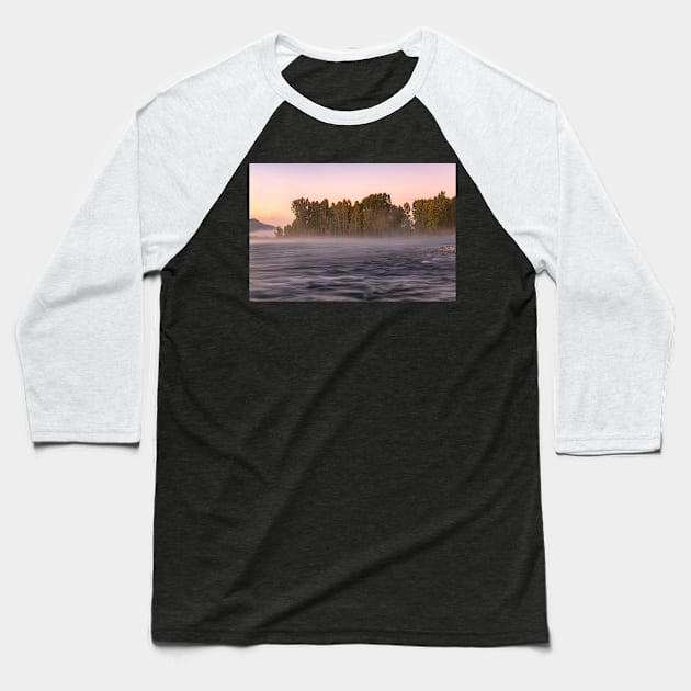 Foggy Sunrise Baseball T-Shirt by StacyWhite